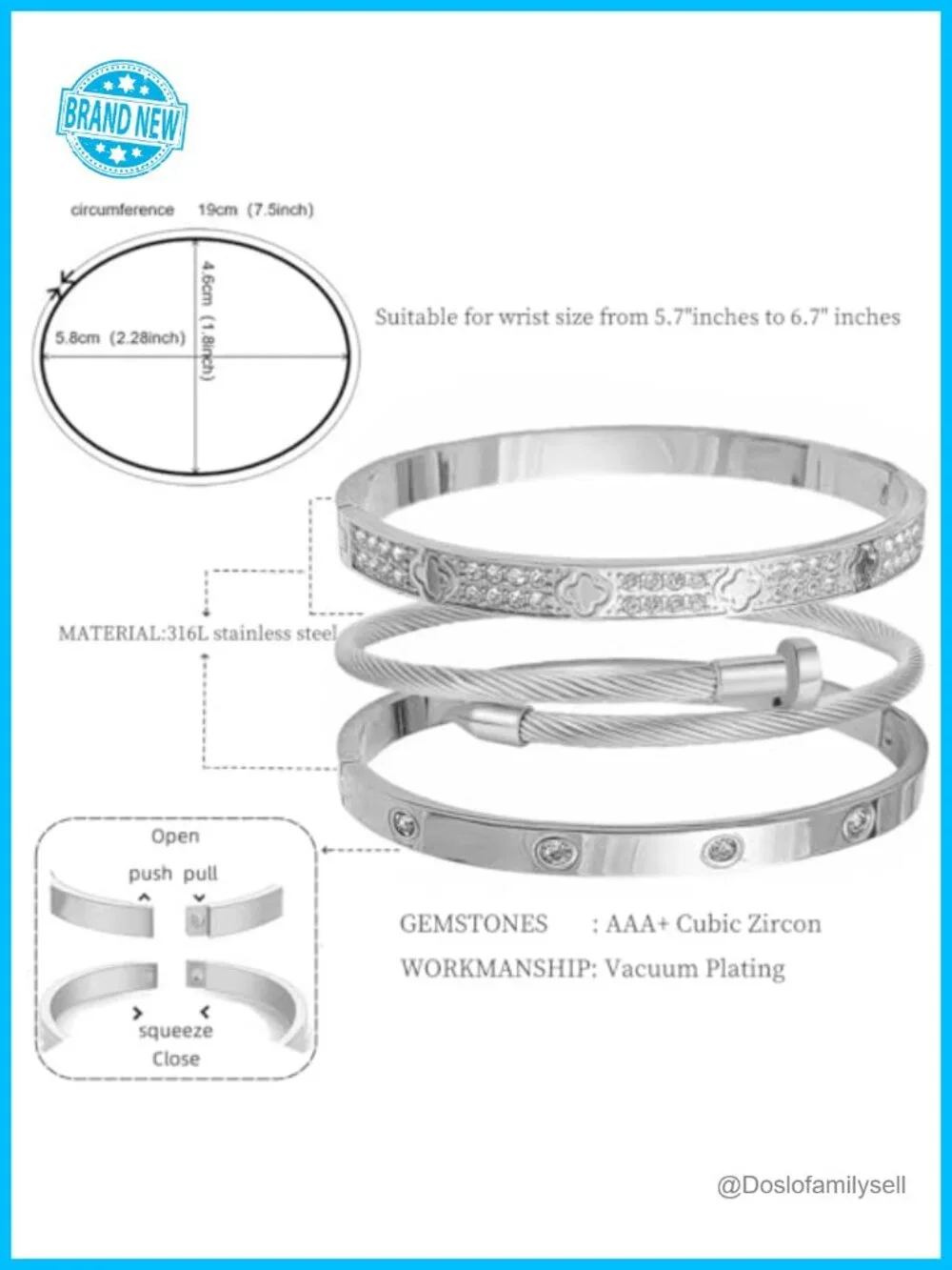 14/18K Gold Plated Flower Bangle Bracelet Set Cubic Zirconia Stackable